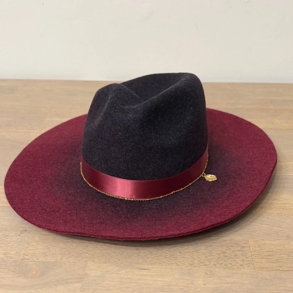 Trina Turk Burgundy and Black Wool Hat - Picture 4 of 15